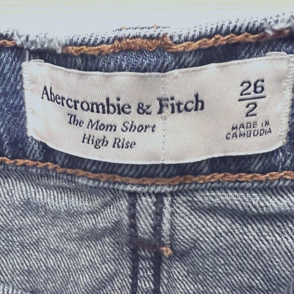 Abercrombie & Fitch-The Moms Short High Rise Denim/Jean Shorts-Sz 2/26-Distress - Picture 13 of 13
